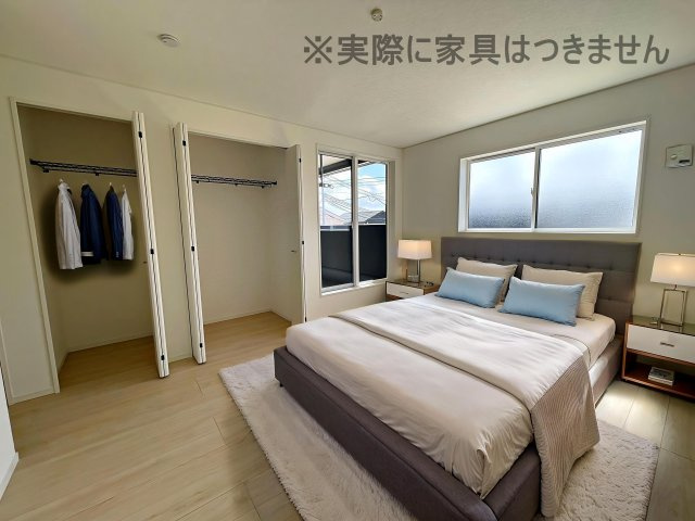 新築戸建・新築建売　矢吹町一本木第6　善郷小・矢吹中の洋室|画像はバーチャルホームステージングの加工による演出で、実際の家具は付きません。