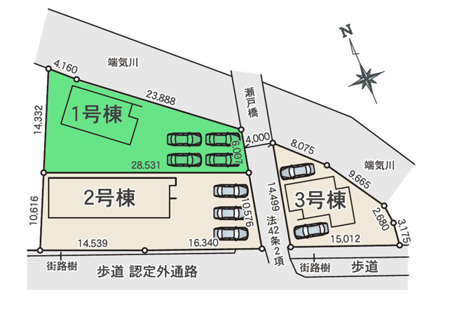 【区画図】 | リナージュ前橋市三河町2丁目24-1期ー① | 敷地面積80坪以上！