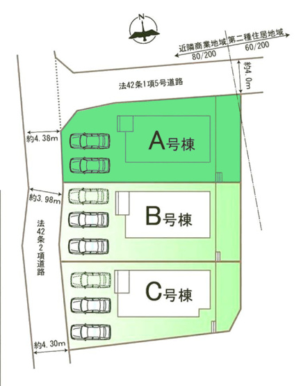 【区画図】 | ハートフルタウン渋川市石原34ーA | 豊秋小学校まで徒歩5分！
開放的な角地に建つ1棟！