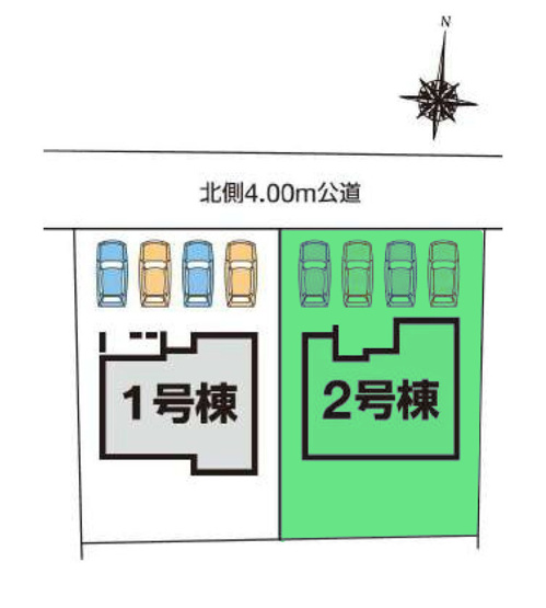 【区画図】 | フォーセール渋川市第6半田ー② | カースペースは並列4台駐車可能！