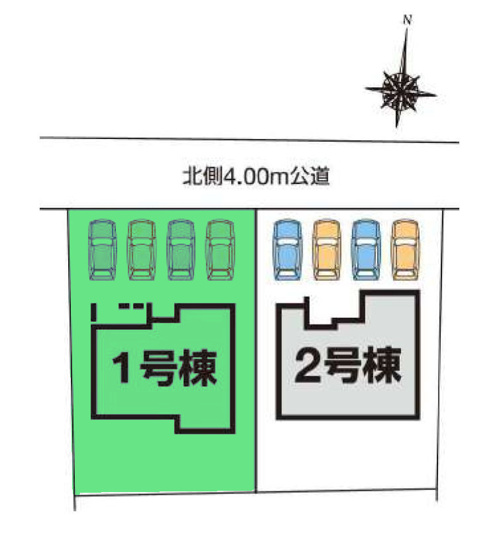 【区画図】 | フォーセール渋川市第6半田ー① | カースペースは並列4台駐車可能！