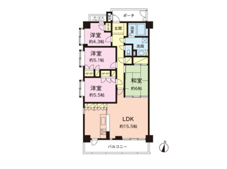 【間取り】 | コスモ市川東アヴァンタージュ | 4LDKの角部屋です