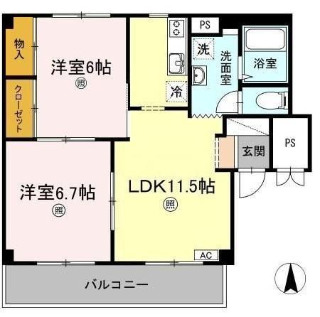 グランデュール高柳　A棟の間取り