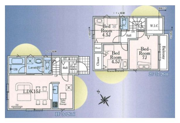 【間取り】 | 東久留米市滝山２丁目　新築戸建て　１号棟 | 3LDK・土地面積88.81ｍ2・建物面積74.52ｍ2