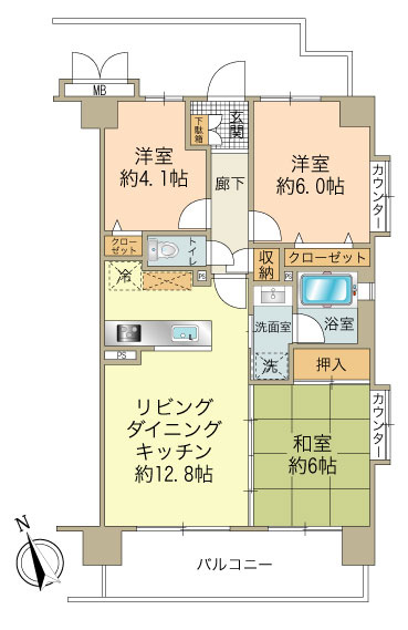 南西向き角部屋　風通し良好です