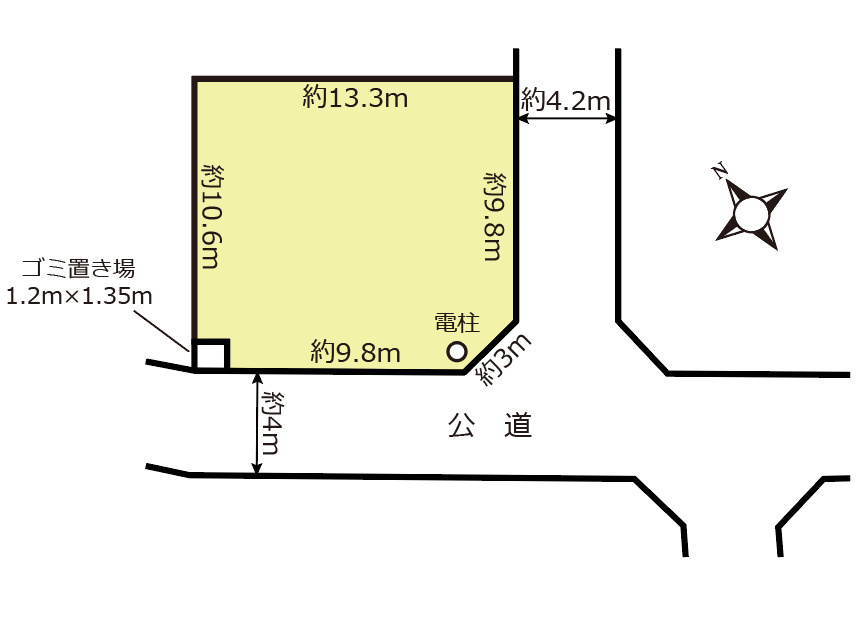 『鴻巣駅』西口29分・約46坪、南西・南東接道の角地の土地図
