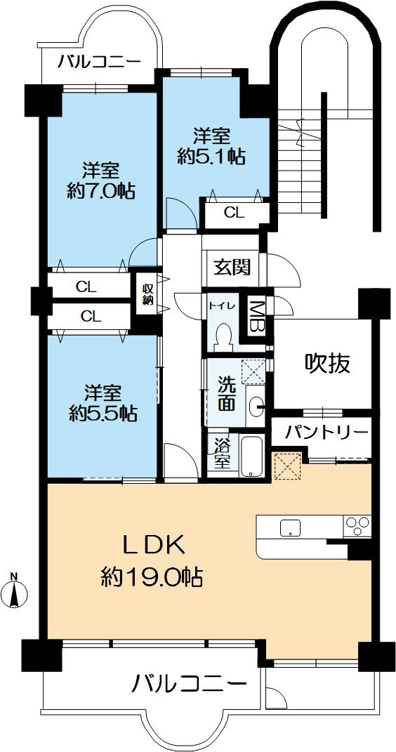 RICウエストコート5番街2番館の間取り|南向き、82.94㎡3LDKリフォーム済み家具付きのお部屋となっております。
現在空室でございますので、いつでもご内覧可能です。
お気軽にお問い合わせください。