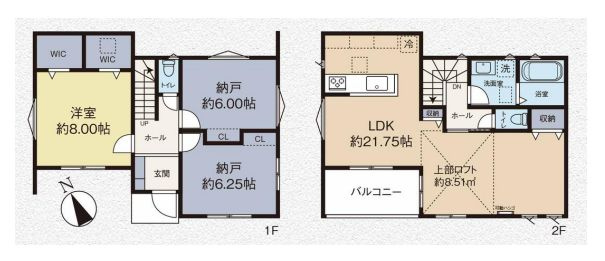 【間取り】 | 東久留米市滝山１丁目　新築戸建て | 1LDK+2S・土地127.46ｍ2・建物97.20ｍ2
