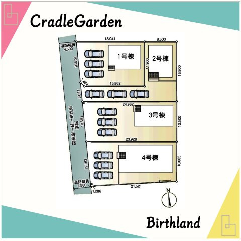 新築戸建・新築建売　太田市新田大根町第2　綿打小学校・綿打中学校の区画図|【2号棟】■敷地面積：202.34㎡■建物面積：97.60㎡■駐車場：縦列3台