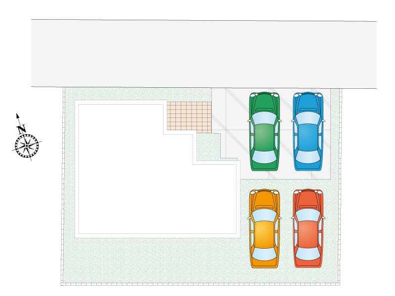 飯能市川寺１区画　区画図
車駐車変列4台可能（車種による）