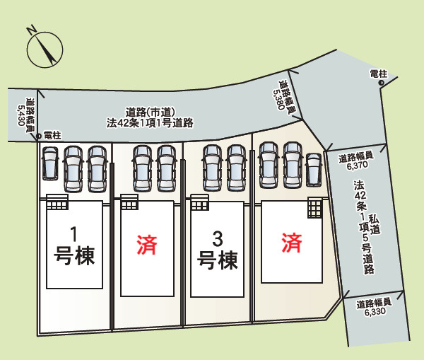 クレイドルガーデンうるま市塩屋 第１・3号棟の区画図|区画図／３号棟