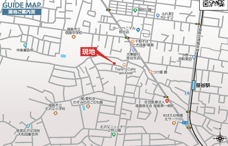 新築戸建・新築建売　福島市北沢又下釜北　北沢又小・信陵中の地図