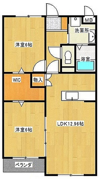 久留米市上津２丁目の賃貸マンションの間取り