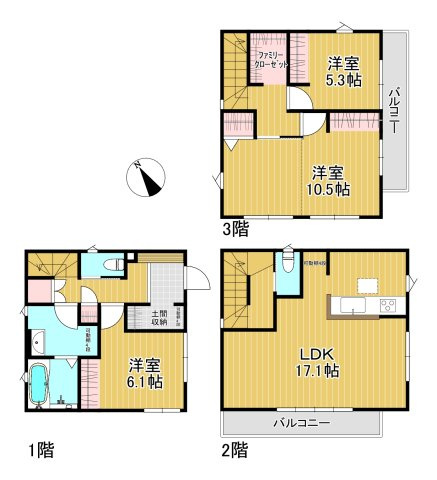 越谷市袋山　新築戸建ての間取り