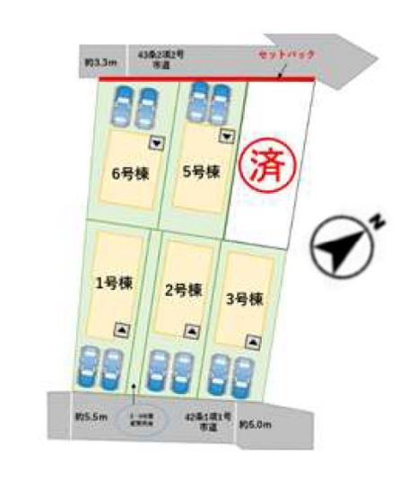 【区画図】 | 福岡市東区奈多1丁目2期　1号棟（全6棟）【仲介手数料無料・0円】 | 区画図です。1号棟
