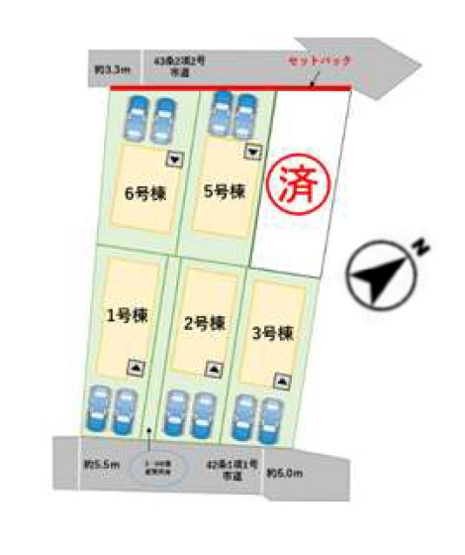 【区画図】 | 福岡市東区奈多1丁目2期　3号棟（全6棟）【仲介手数料無料・0円】 | 区画図です。3号棟