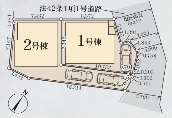久木小学校徒歩1分　ZEH水準省エネ住宅　2号棟の土地図|2号棟