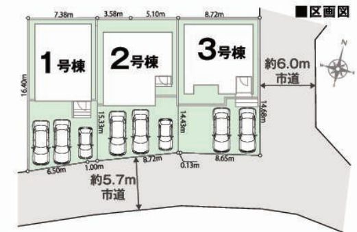 小田原市穴部新築戸建て　第1期2号棟の区画図|配置図「小田原市穴部新築戸建て」