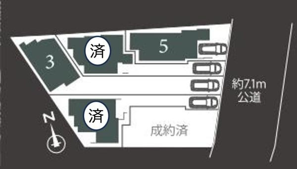 横浜市南区平楽の新築一戸建の区画図|全5区画の3号棟になります。
是非現地をご覧ください！