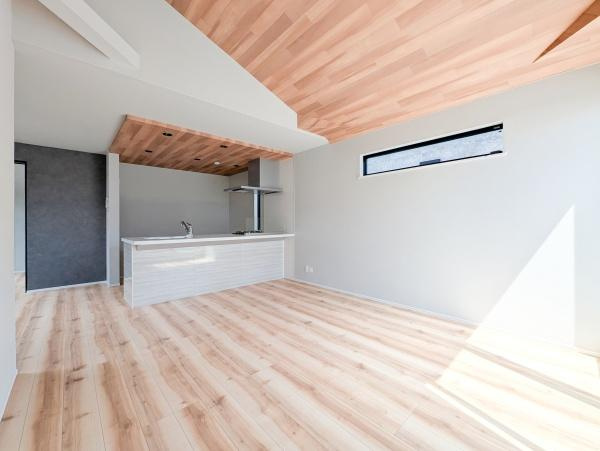 横浜市南区平楽の新築一戸建の居間・リビング|窓からは明るい光が差し込みます！
電気をつけなくても明るいです。