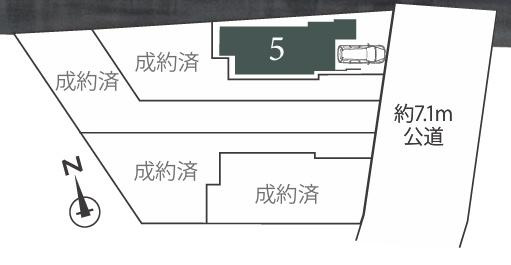 横浜市南区平楽の新築一戸建の区画図|全5区画の5号棟になります。
是非現地をご覧ください！