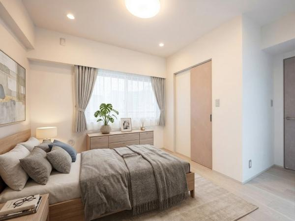 サウススクエアの洋室|日当たりが良く気持ちの良い居室です！※CGにて家具等の配置をしております。なお家具等は販売価格には含まれておりません。