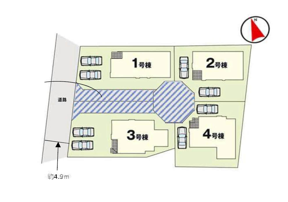 古賀市天神7丁目第5-4棟（4号棟）　の区画図|配置図（4号棟）