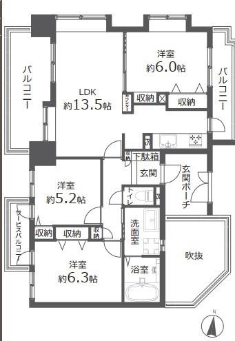 ローヤルシティ川越　中古マンション　9階の間取り