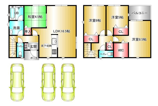 クレイドルガーデン和歌山市北出島第１　２号棟の間取り