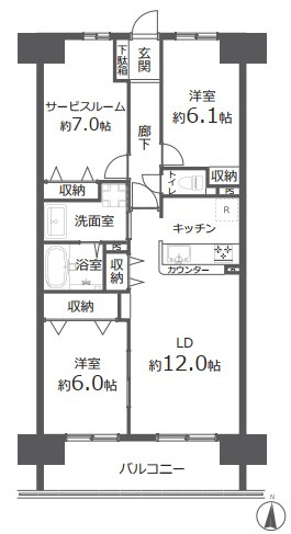 エクレール西所沢　中古マンション　11階の間取り