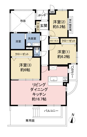 【間取り】 | ヴィルヌーブ大池Ｄ棟☆仲介手数料無料☆