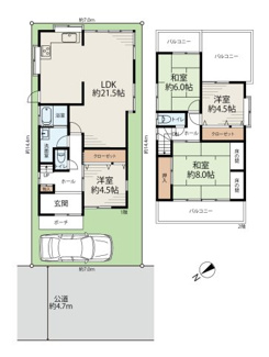 【間取り】 | 【プレイワーク松風町】大芝小・中古戸建・4LDK