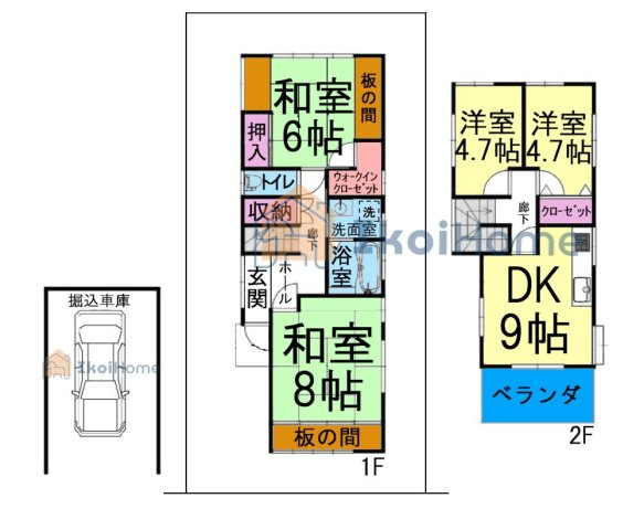 明石市東山町　中古戸建の間取り|【ホームページに現地動画掲載中】●年中無休：当日予約可●2階ＤＫから眺望良好です。リフォーム済みです
