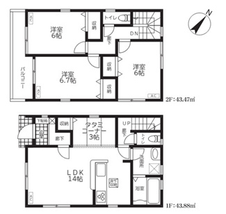 【間取り】 | 船橋市大穴南二丁目　新築分譲住宅１号棟 | 船橋市大穴南２丁目　１号棟　３LDK