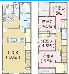 南区長住1丁目2期　2号棟の間取り