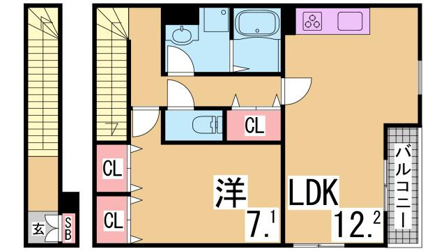 神戸市長田区長尾町２丁目のアパートの間取り