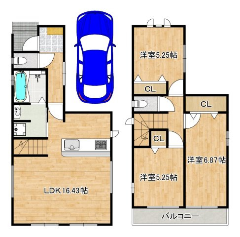 日置荘北町１丁　新築一戸建の間取り