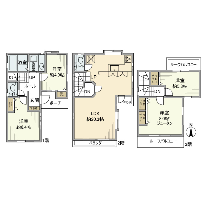 成城戸建の間取り