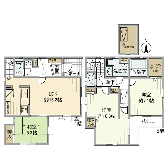温水西戸建の間取り