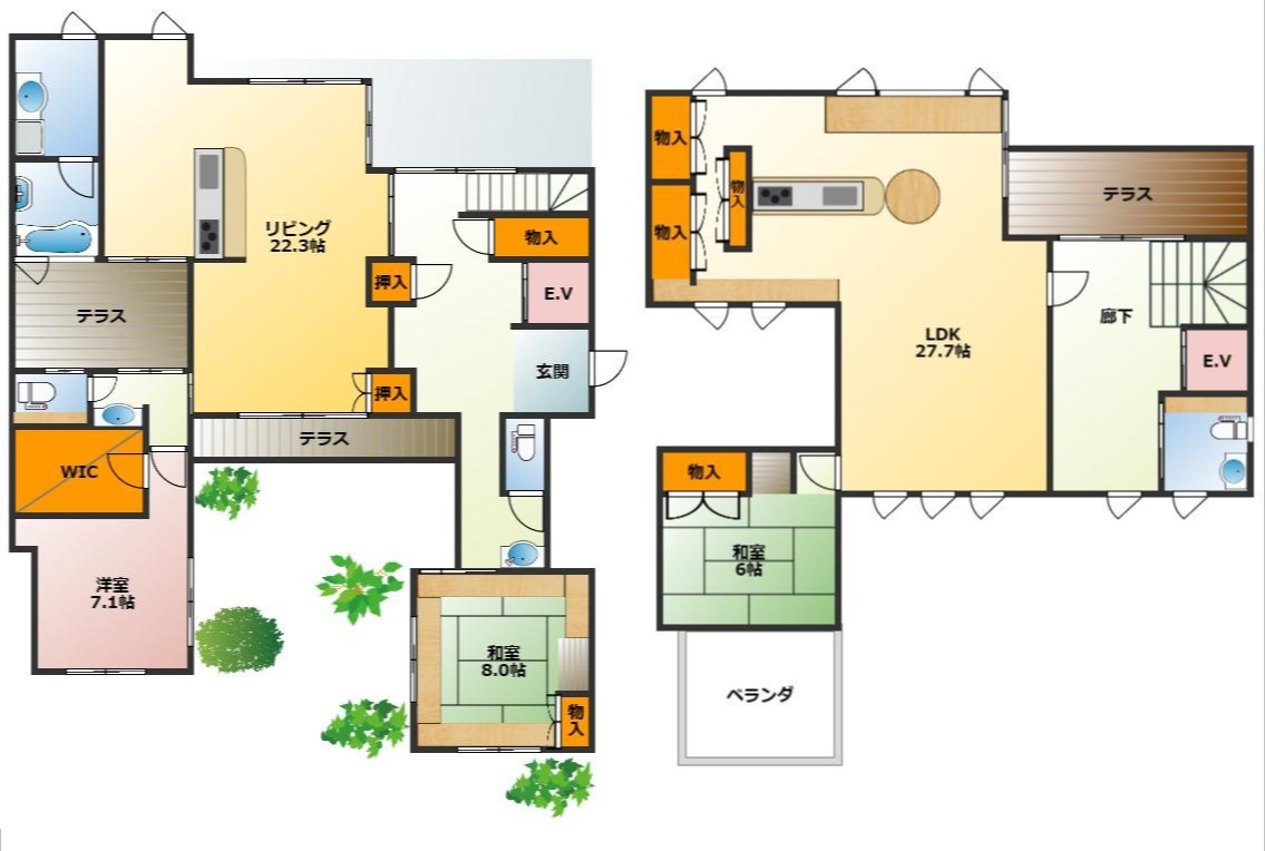 柳川市新町貸家の間取り