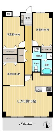 サンヴェール芦屋翠ヶ丘の間取り|2026年2月リフォーム済み
