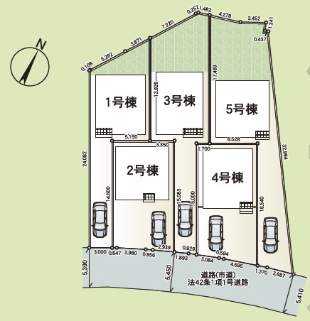 南城市玉城愛地　第1（全5棟）1・2・4号棟の区画図|※5号棟成約済み
