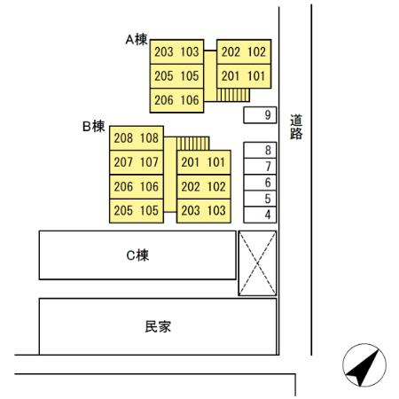 ホワイトコート前九年　Ｂの区画図