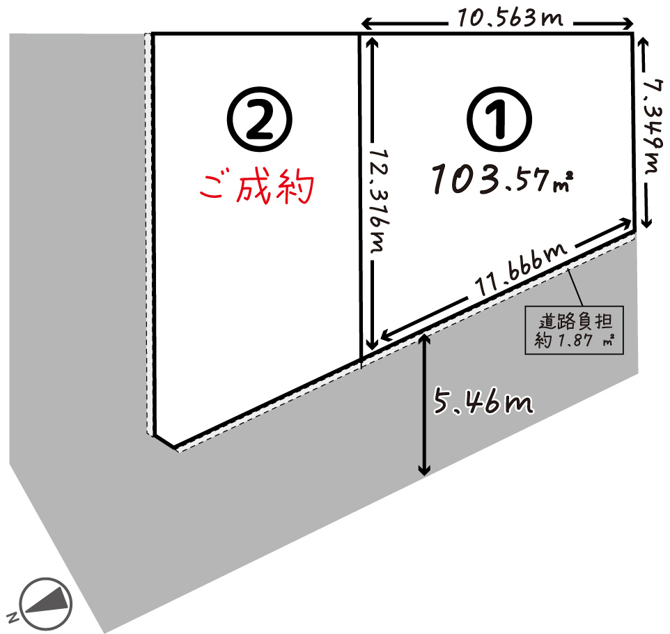 桂野里町【２区画】１号地　条件無土地の土地図