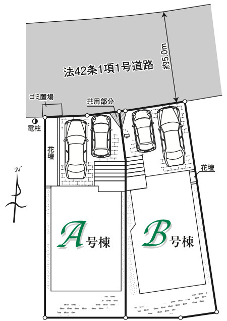 【仲介手数料無料】所沢市中新井１５期全２棟Ａ号棟　所沢の新築なら西武ハウジングの区画図