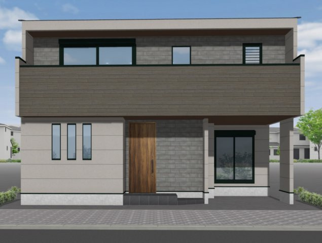 横浜市金沢区大道1丁目 新築戸建て【仲介手数料無料】カースペース2台の外観パース