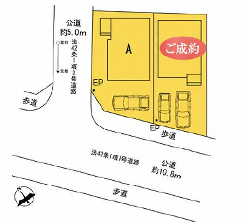 【仲介手数料０円】海老名市国分寺台4丁目　新築一戸建て　A号棟　全2棟の区画図|海老名市国分寺台4丁目　新築一戸建て　全2棟