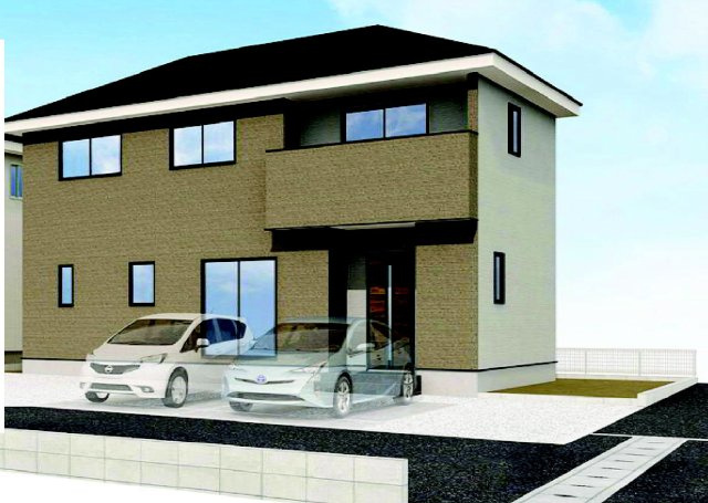 アーバンスタイル前橋下新田町1期　2号棟の外観パース|下新田町に新築住宅を建築中です。3棟現場です！
アーバンスタイルは「頑丈な構造と可変性のある間取り」を備えています。
お客様のご都合に合わせて同仕様の物件をご見学頂けます♪