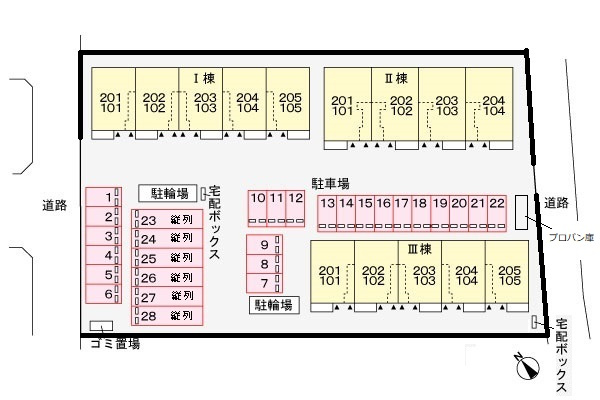 Ｂｌｕｅ　ｗｉｌｌｏｗ　Ⅰの区画図|駐車場