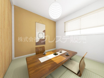 【和室】 | 奈良市法蓮町の新築一戸建 全２区画 ３ | １号地和洋室完成イメージ／南向きですので、陽あたり良好です♪